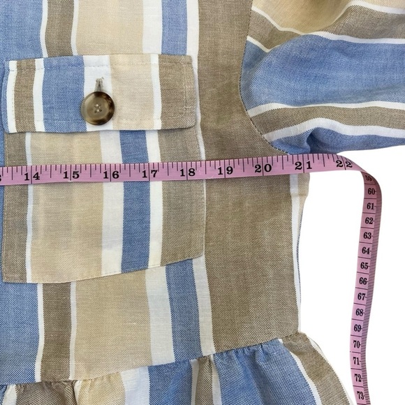 Zara Linen Blend Striped Open Front Blazer Jacket Peplum Hem Boho Spring Sz S - Picture 15 of 16